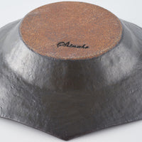 作家 古角志奈帆 流線文八角くぼみ鉢 matt black 作家 古角志奈帆 陶磁器作家もの