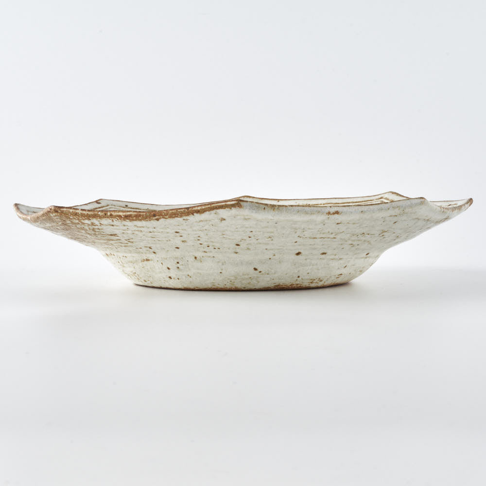 作家 古角志奈帆 流線文八角くぼみ鉢 white brown 作家 古角志奈帆 陶磁器作家もの