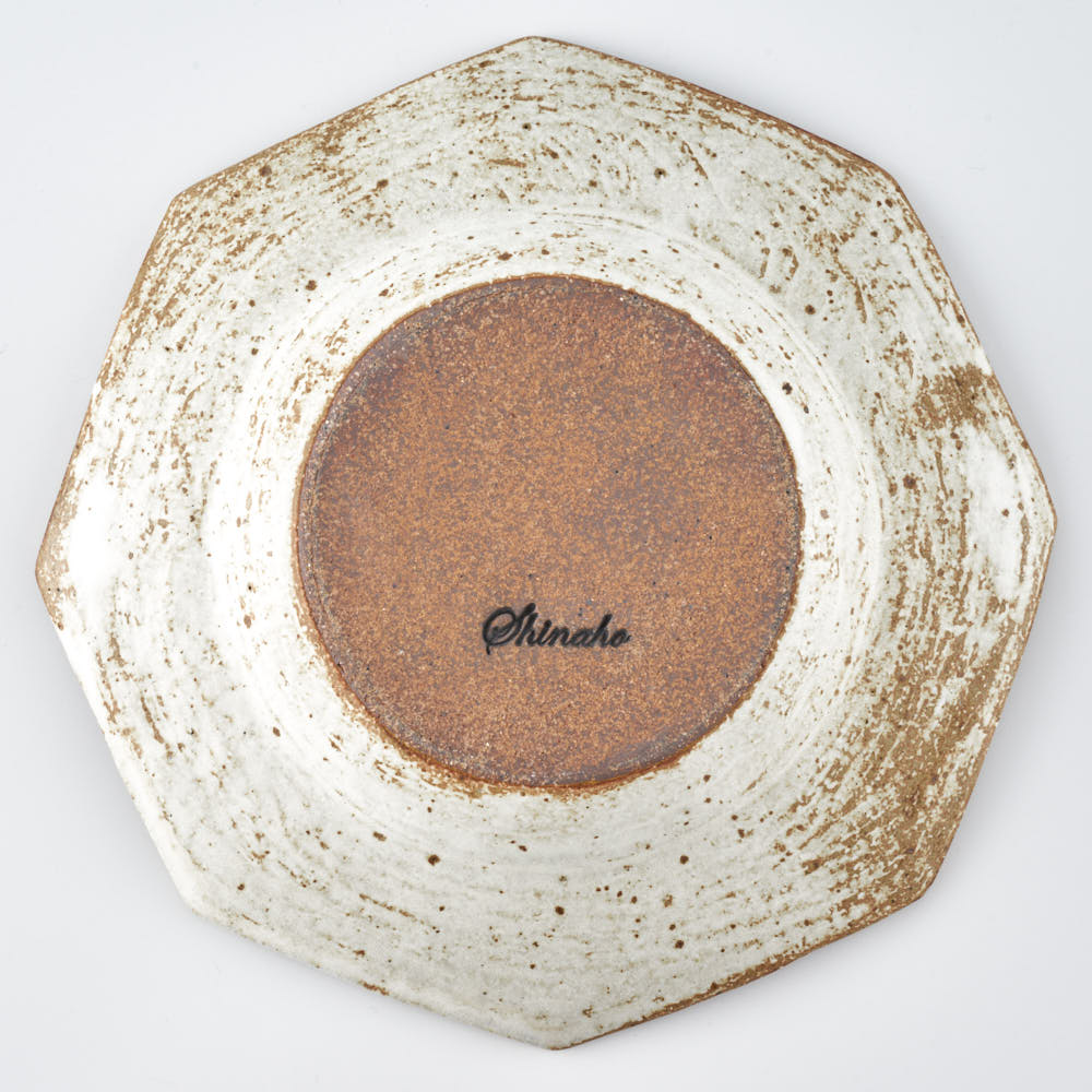 作家 古角志奈帆 流線文八角くぼみ鉢 white brown 作家 古角志奈帆 陶磁器作家もの