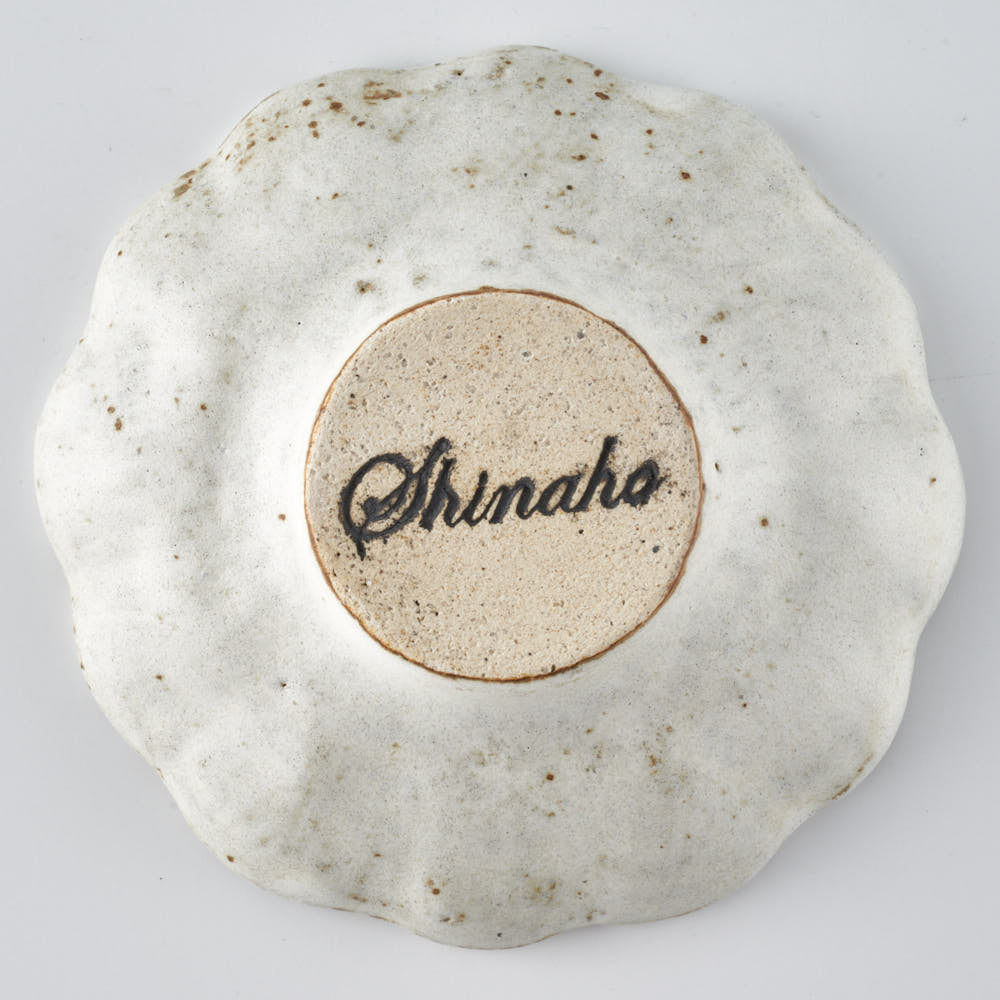 作家 古角志奈帆 レース小皿 white brown 作家 古角志奈帆 陶磁器作家もの