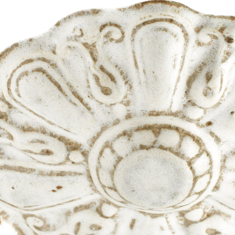 作家 古角志奈帆 レース小皿 white brown 作家 古角志奈帆 陶磁器作家もの