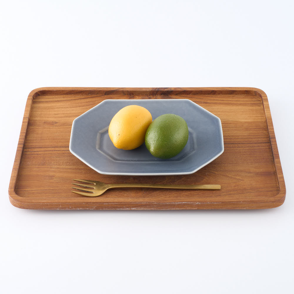 作家 佐々木綾子 八角皿20.5cm ブルーグレー ¥4,950 大人の焼き物