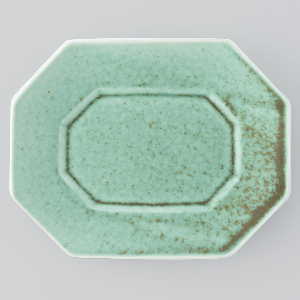 作家 佐々木綾子 八角皿20.5cm グリーン ¥4,950 大人の焼き物