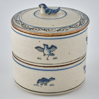 作家 中西申幸 鳥遊戯画 ミニお重 作家 中西申幸 陶磁器作家もの