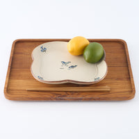 作家 中西申幸 鳥遊戯画 四つ葉絵皿(大) 作家 中西申幸 陶磁器作家もの