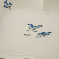 作家 中西申幸 鳥遊戯画 四つ葉絵皿(大) 作家 中西申幸 陶磁器作家もの