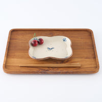 作家 中西申幸 鳥遊戯画 四つ葉絵皿(中)横向き 作家 中西申幸 陶磁器作家もの