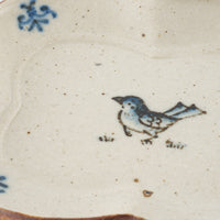 作家 中西申幸 鳥遊戯画 四つ葉絵皿(小)横向き 作家 中西申幸 陶磁器作家もの