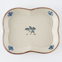 作家 中西申幸 四ツ葉絵皿(中)羽ばたき 作家 中西申幸 陶磁器作家もの