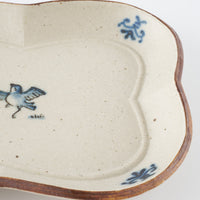 作家 中西申幸 四ツ葉絵皿(中)羽ばたき 作家 中西申幸 陶磁器作家もの