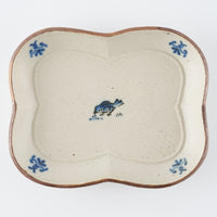 作家 中西申幸 四ツ葉絵皿(中)啄み 作家 中西申幸 陶磁器作家もの