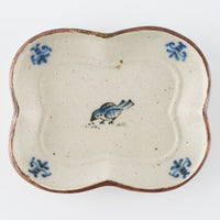 作家 中西申幸 四ツ葉絵皿(小)啄み 作家 中西申幸 陶磁器作家もの