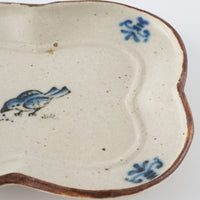 作家 中西申幸 四ツ葉絵皿(小)啄み 作家 中西申幸 陶磁器作家もの