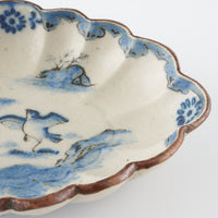 作家 中西申幸 鳥遊戯画 菊形向付 作家 中西申幸 陶磁器作家もの