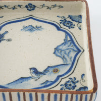 作家 中西申幸 鳥遊戯画 四方向付 作家 中西申幸 陶磁器作家もの