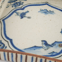 作家 中西申幸 鳥遊戯画 四方向付 作家 中西申幸 陶磁器作家もの