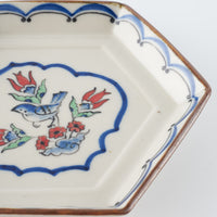 作家 中西申幸 鳥遊戯画 六角五寸皿ソレイユ 作家 中西申幸 陶磁器作家もの