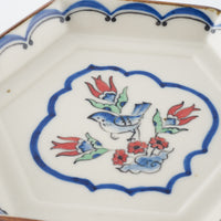 作家 中西申幸 鳥遊戯画 六角五寸皿ソレイユ 作家 中西申幸 陶磁器作家もの