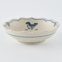 作家 中西申幸 鳥遊戯画 稜花三寸半小向付 作家 中西申幸 陶磁器作家もの