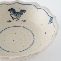 作家 中西申幸 鳥遊戯画 稜花三寸半小向付 作家 中西申幸 陶磁器作家もの