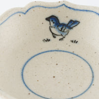 作家 中西申幸 鳥遊戯画 稜花三寸半小向付 作家 中西申幸 陶磁器作家もの