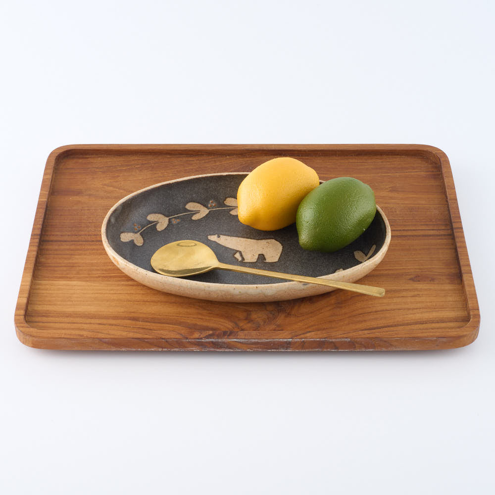 作家 田中遼馬 耐熱オーバルプレート/シロクマ 苔色工房 陶磁器作家もの