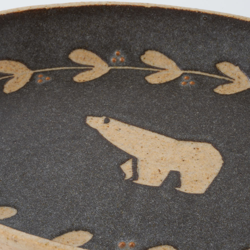 作家 田中遼馬 耐熱オーバルプレート/シロクマ 苔色工房 陶磁器作家もの