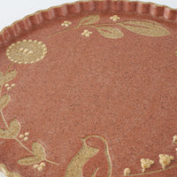 作家 田中遼馬 なみなみプレート195mm/ペンギン/コーラルピンク 苔色工房 陶磁器作家もの