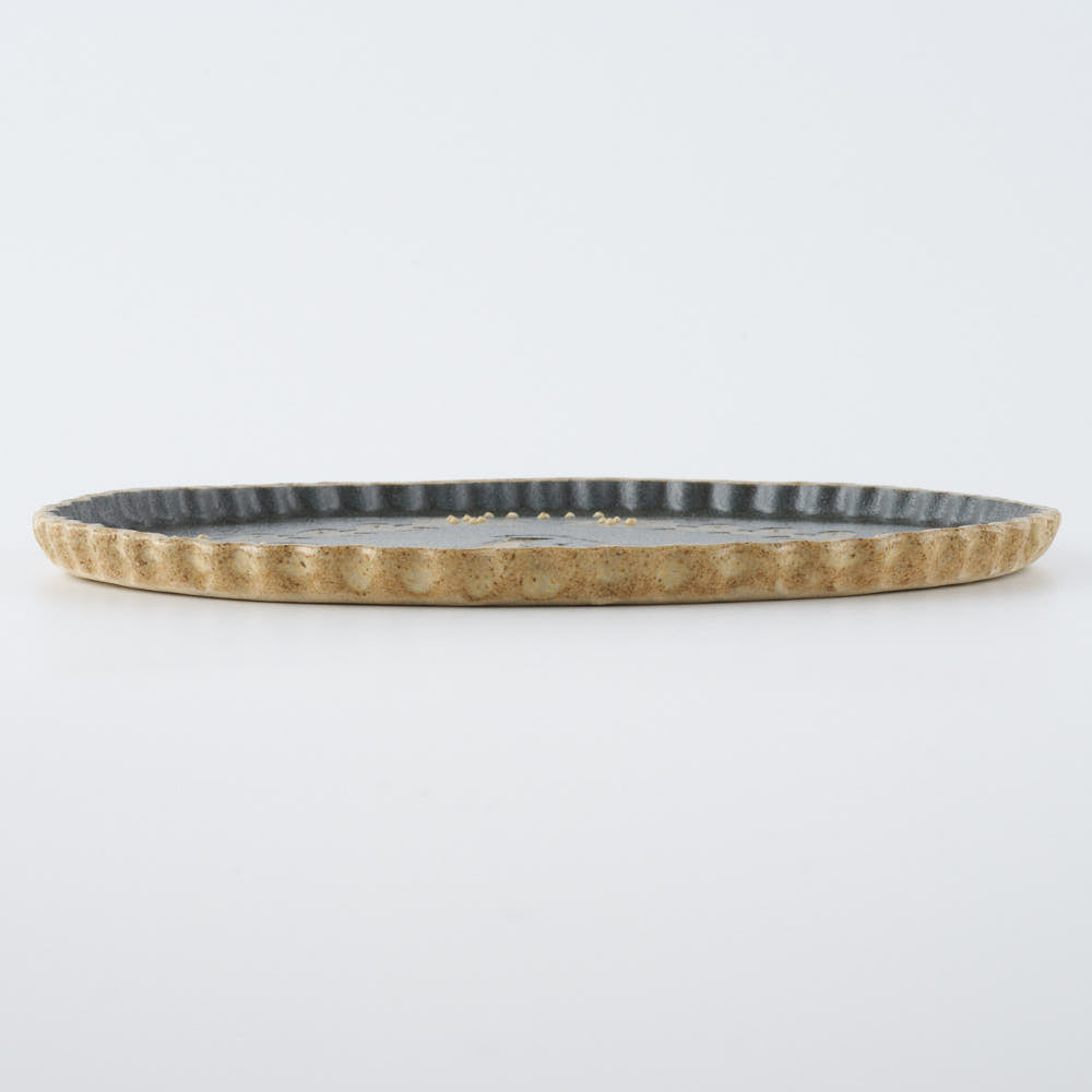 作家 田中遼馬 なみなみプレート195mm/花ペンギン/重ねネイビー 苔色工房 陶磁器作家もの