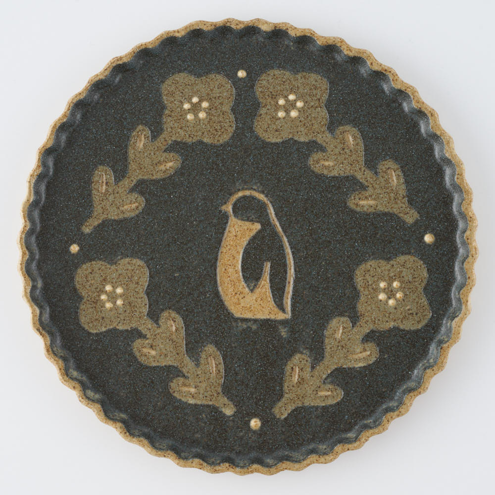 作家 田中遼馬 なみなみプレート160mm/花ペンギン/重ねネイビー 苔色工房 陶磁器作家もの