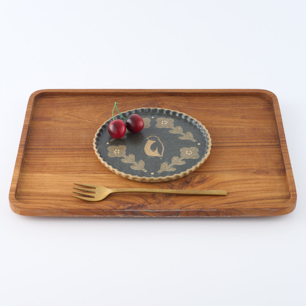 作家 田中遼馬 なみなみプレート160mm/花ペンギン/重ねネイビー 苔色工房 陶磁器作家もの