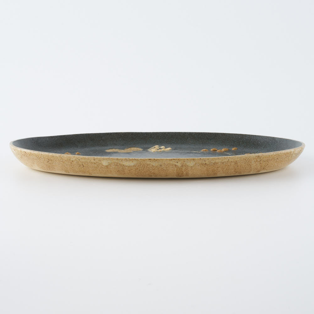 作家 田中遼馬 オーバルプレート/ミモザクローバーウサギ/ネイビー