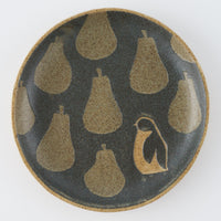 作家 田中遼馬 丸プレート150mm/洋なしペンギン/重ねネイビー 苔色工房 陶磁器作家もの