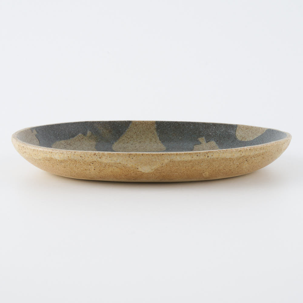 作家 田中遼馬 丸プレート150mm/洋なしペンギン/重ねネイビー 苔色工房 陶磁器作家もの