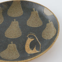 作家 田中遼馬 丸プレート150mm/洋なしペンギン/重ねネイビー 苔色工房 陶磁器作家もの