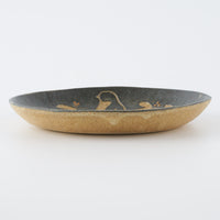 作家 田中遼馬 丸プレート150mm/ペンギンリース/ネイビー 苔色工房 陶磁器作家もの