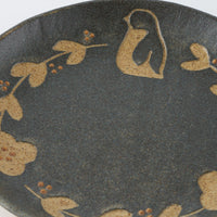 作家 田中遼馬 丸プレート150mm/ペンギンリース/ネイビー 苔色工房 陶磁器作家もの