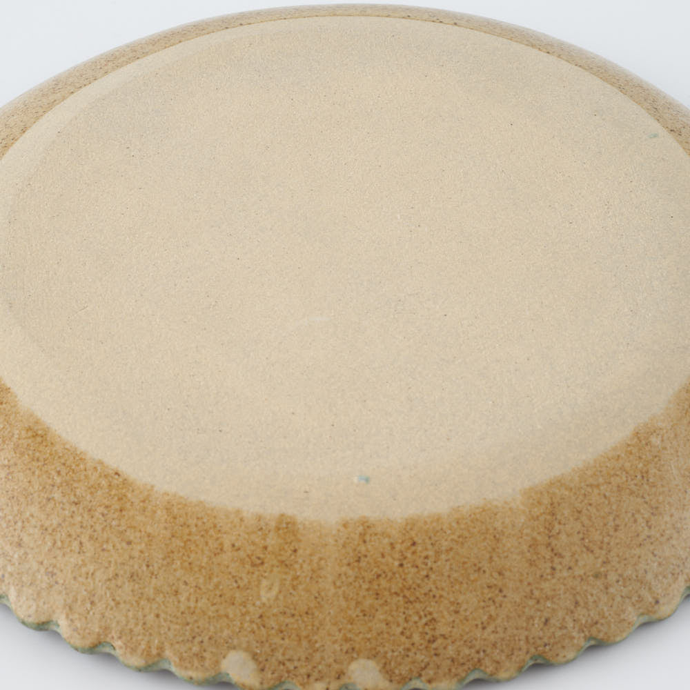 作家 田中遼馬 なみなみ丸プレート200mm/ペンギンリース/ミントグリーン 苔色工房 陶磁器作家もの