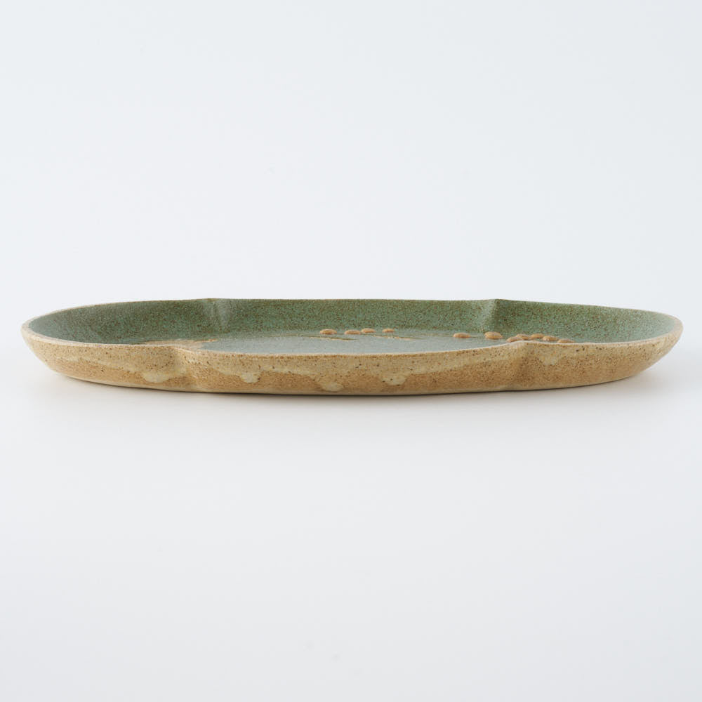 作家 田中遼馬 長よつは皿/トリミモザ/ミントグリーン 苔色工房 陶磁器作家もの