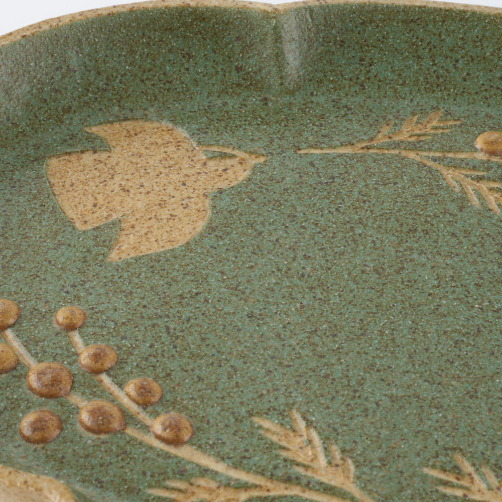 作家 田中遼馬 長よつは皿/トリミモザ/ミントグリーン 苔色工房 陶磁器作家もの