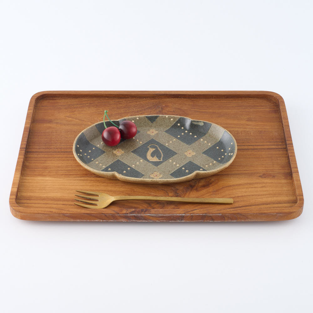 作家 田中遼馬 長よつは皿/チェックペンギン/重ねネイビー