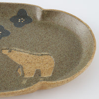 作家 田中遼馬 長よつは皿/花紋様シロクマ/重ねスモークブルー