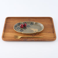 作家 田中遼馬 長よつは皿/花紋様シロクマ/重ねスモークブルー