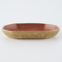 作家 田中遼馬 長八角小皿/ウサギ/コーラルピンク 苔色工房 陶磁器作家もの