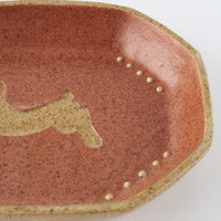 作家 田中遼馬 長八角小皿/ウサギ/コーラルピンク 苔色工房 陶磁器作家もの