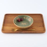 作家 田中遼馬 丸ボウル160mm/ウサギ/ミントグリーン 苔色工房 陶磁器作家もの