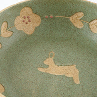 作家 田中遼馬 丸ボウル160mm/ウサギ/ミントグリーン 苔色工房 陶磁器作家もの