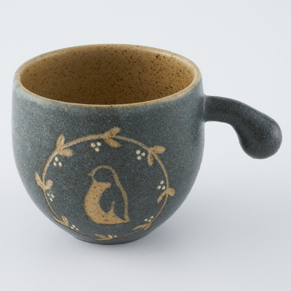 作家 田中遼馬 しっぽカップ/ペンギンリース/ネイビー 苔色工房 陶磁器作家もの