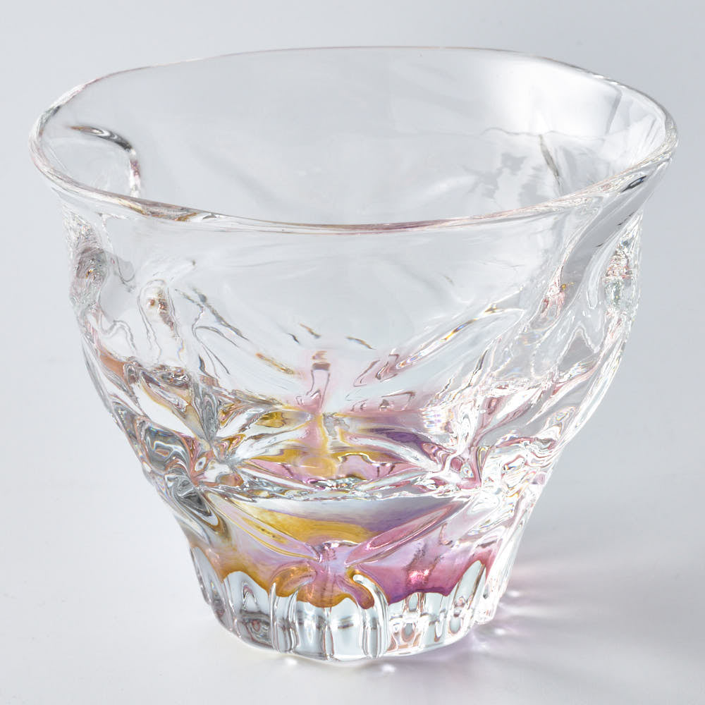 ガラス作家 佐藤望美 knit-kaleidoscope-  ぐい吞み ピンク ガラス作家 佐藤望美 ガラスもの