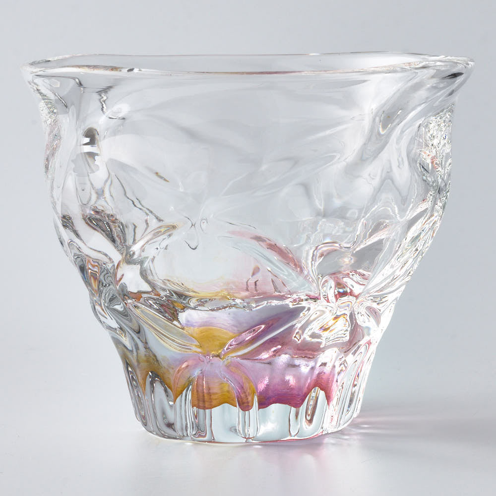 ガラス作家 佐藤望美 knit-kaleidoscope-  ぐい吞み ピンク ガラス作家 佐藤望美 ガラスもの